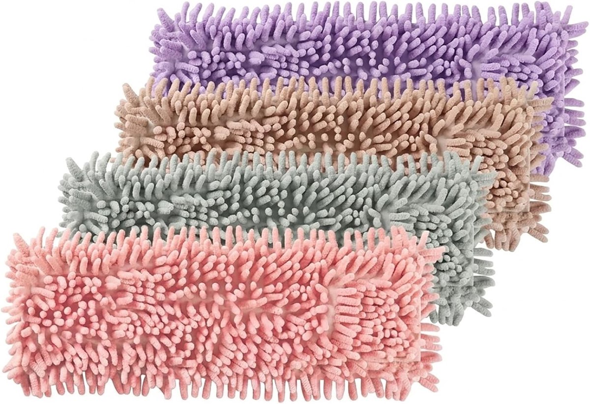 Dweilmop Overtrek - Kleurrijk - 40 x 10 cm - Wasbare Microvezel Chenille - Voor Vloerwisser
