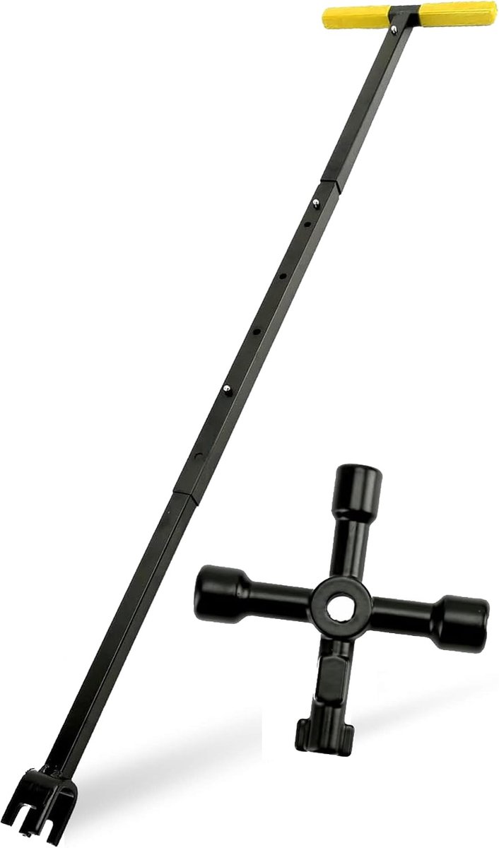 Mumusuki Water Meter Wrench, Folding Steel T-Handle, Water Wrench, Water Shut-Off Tool with 4 Multifunctional Wrenches - ShopVlot