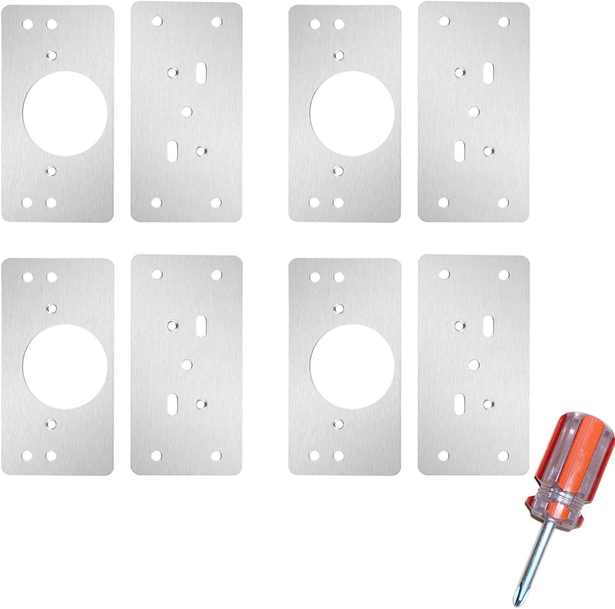 Set van 4 Hinge Repair Platen met Schroevendraaier voor Kastdeuren, Meubels, Lades en Ramen - Duurzaam en Eenvoudig te Installeren