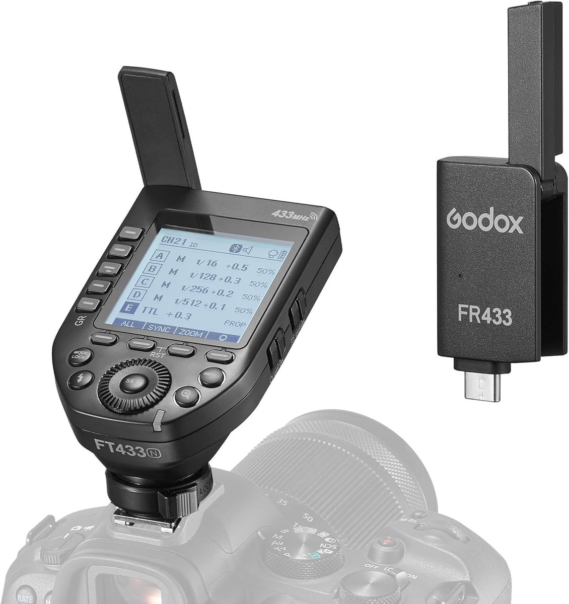 TTL Draadloze Flitsontspanner voor Nikon Camera's, 433MHz 2-in-1 Flitsontspanner met 32 Kanalen, HSS en TCM Functie voor Professionele Fotografie