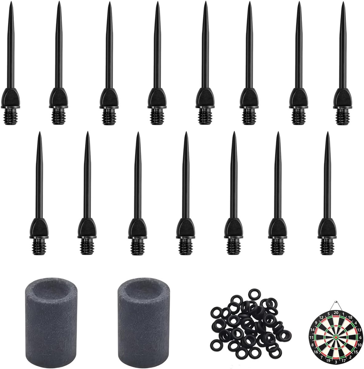 Softdart Steel Dart Tips met 30 Rubber Ringen en 2 Dart Flights, Perfect voor Dartsport en Precisie