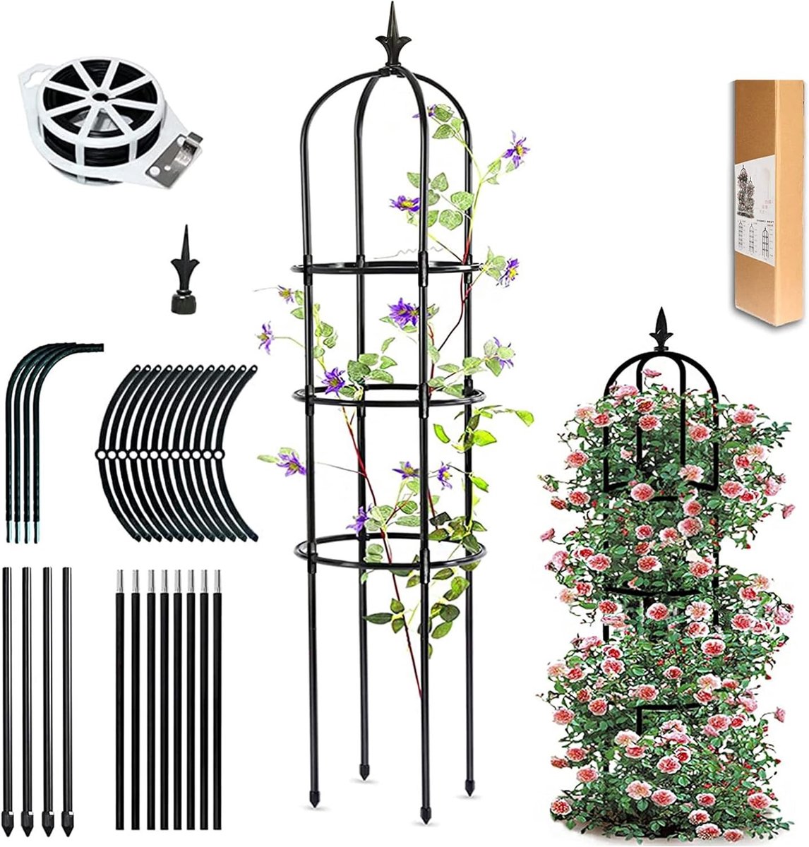 Ondersteuningsstructuur voor Klimplanten, Tuin Obelisk en Rozenboom Frame, Ideaal voor Groei van Tuinplanten en Bloemen (154cm/60.6")
