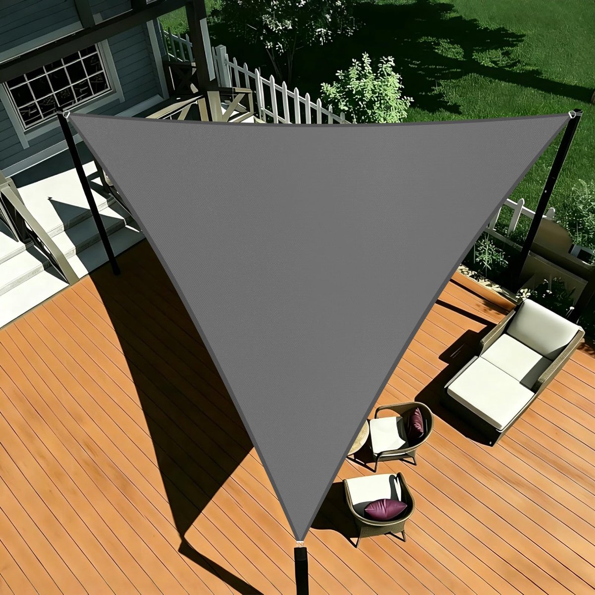 Zonnezeil waterdicht driehoekig 3 x 3 x 3 m - PES polyester - 95% UV-bescherming - ideaal voor tuin en balkon - ShopVlot