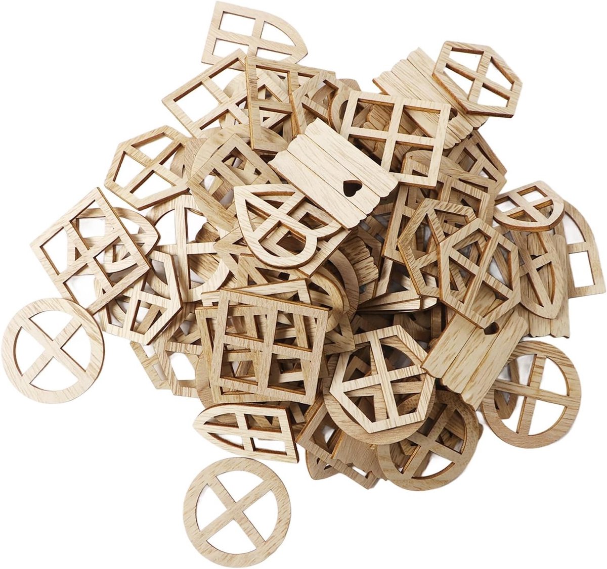 Houten Raam Snijvormen, 100 Stuks Onbewerkt Hout, Creatief en Veiliger DIY Knutselprojecten voor Kinderen