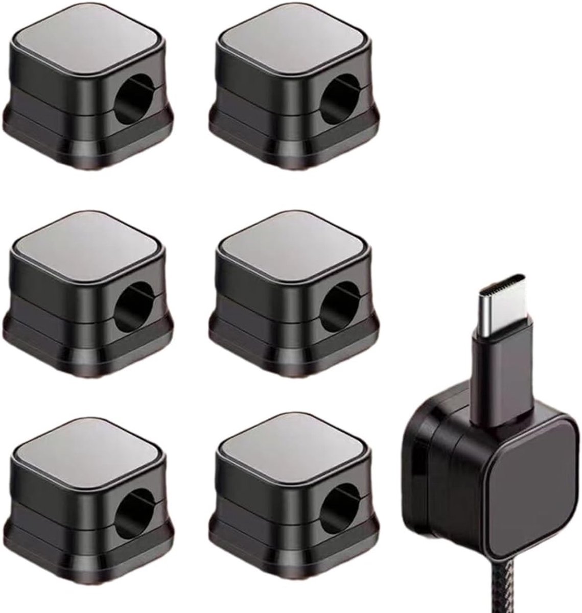 Kabelbeheer Organiser met Clips, 6 Stuks Magnetische Tafel Kabelhouders, Sterke Plakbare Oplossing voor Opladen en Naaigereedschap