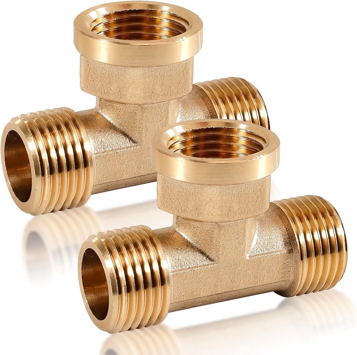 Tee verbinding 1/2 inch messing, 90° draadfitting voor water, geschikt voor drinkwater en leidingen