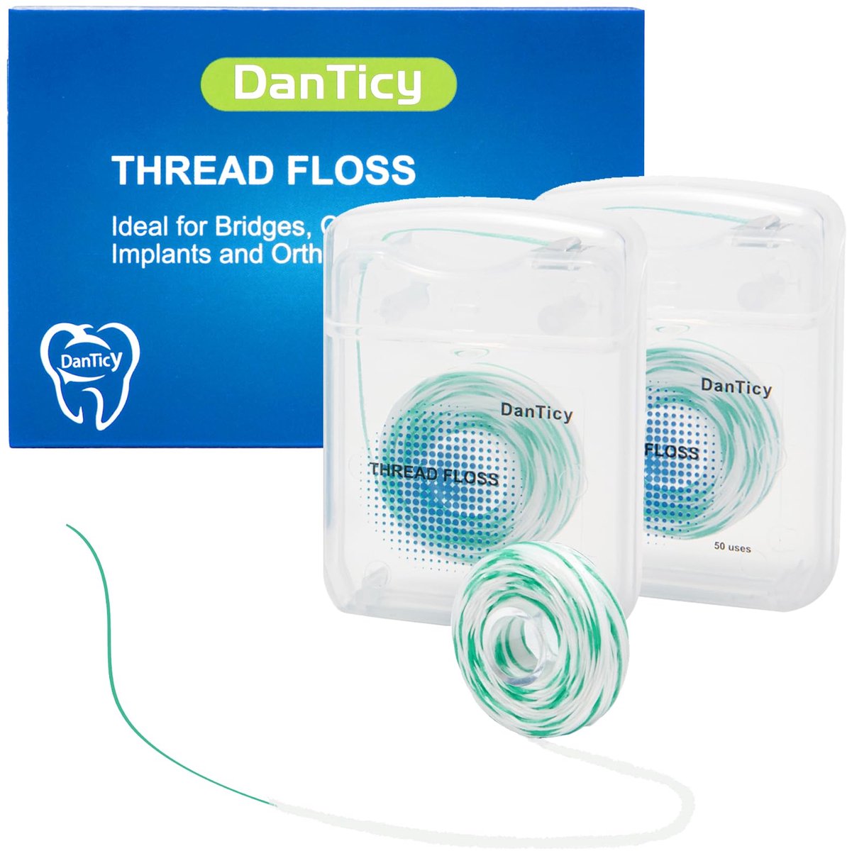 Flosdraad threaders 840D - diep reinigend - mintgeur - ideaal voor beugels en implantaten - ShopVlot