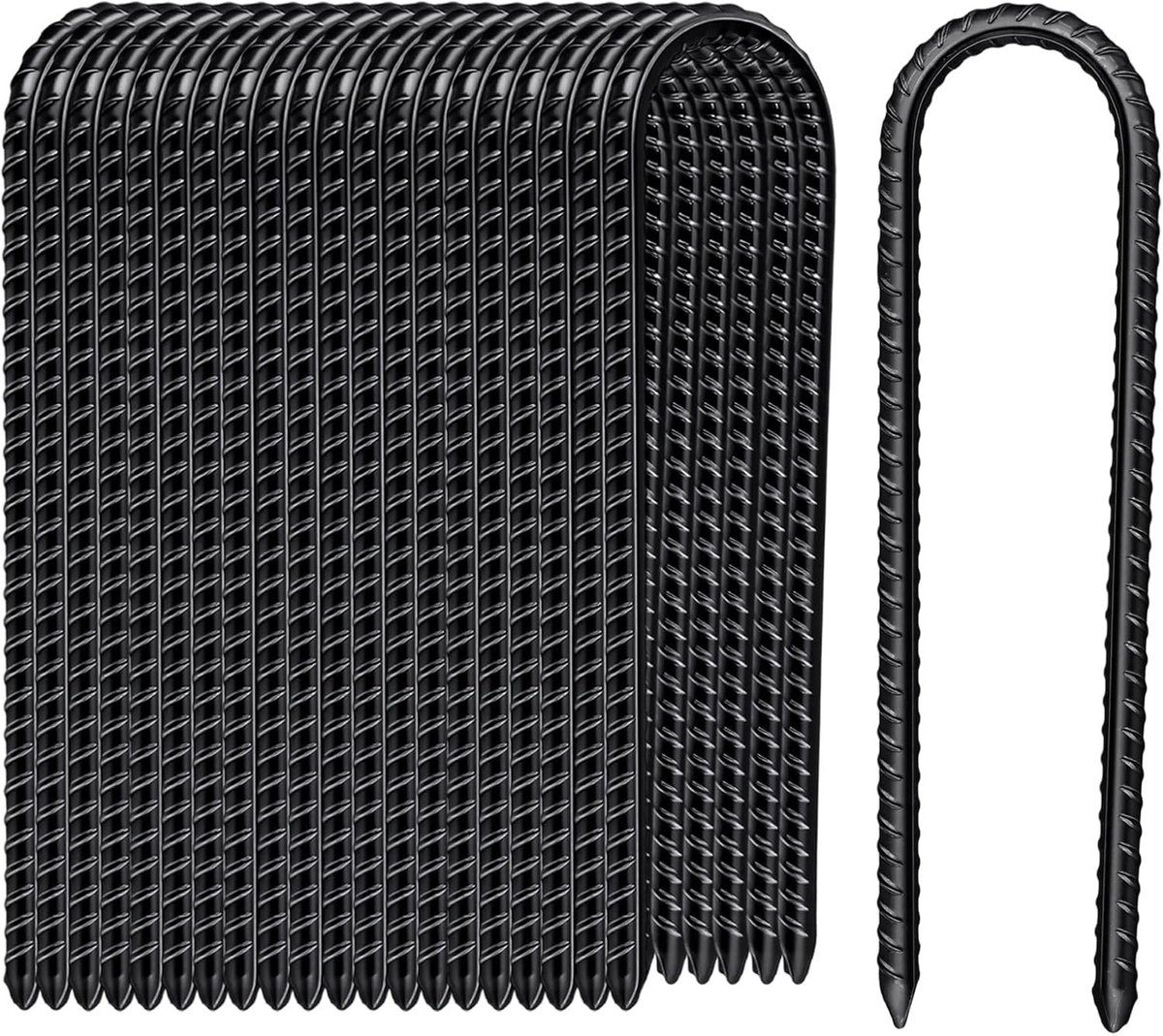 24 stuks 8 inch zwarte trampoline wapening tentharingen, zware U-vormige grondankerpalen voor schommel, voetbal en tuin gebruik