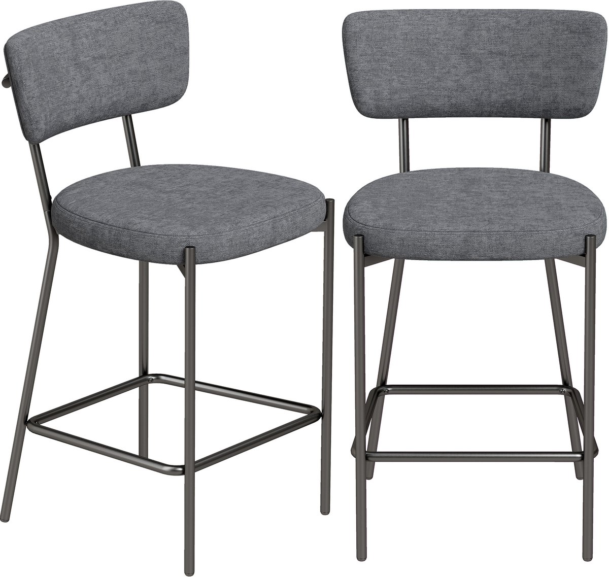 Homcom Barkruk-Polyester, Metaal-53L x 49B x 93H cm-Grijs