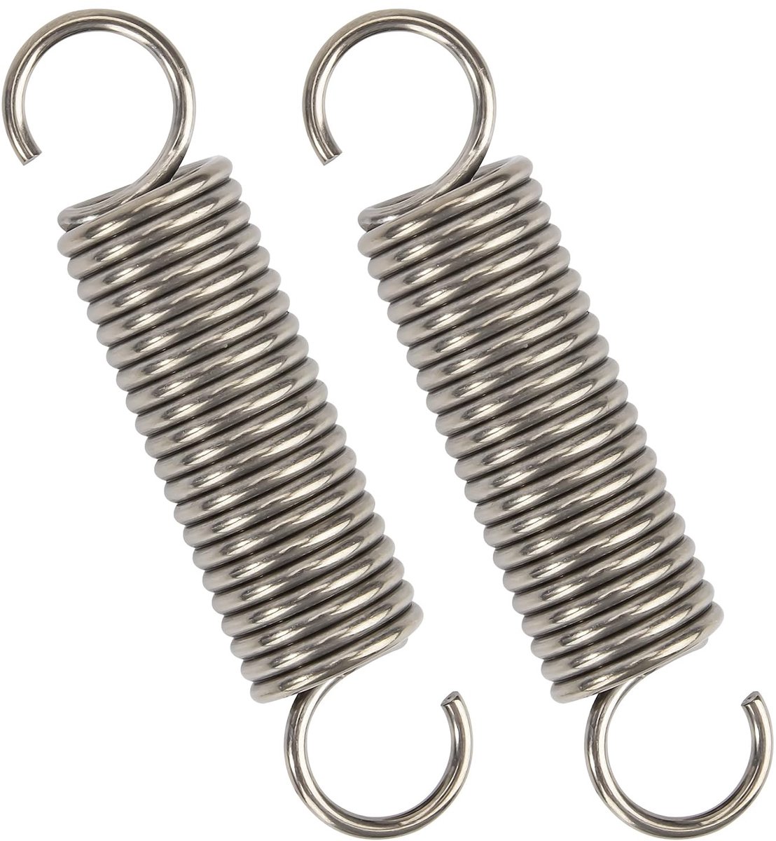 Rvs spiraalveren met haak, 70 mm lengte, 16 mm diameter, sterke trekveren voor diverse toepassingen, set van 2 stuks