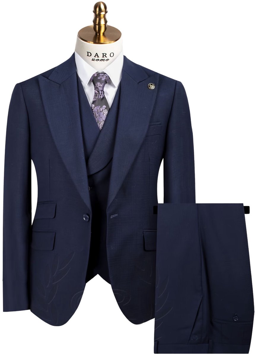 Currero 3 Delig Herenpak Met Overhemd Suit 2 Delig Tailored Fit Kostuum Business Pak Trouwpak Smoking Tuxedo Stijl Bruiloft Kantoor & Feest Pauw Blauw