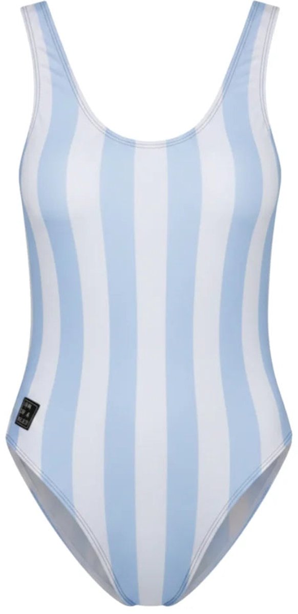 Son of a Beach Stripe Light Blue Dames Badpak - Blauw/Wit