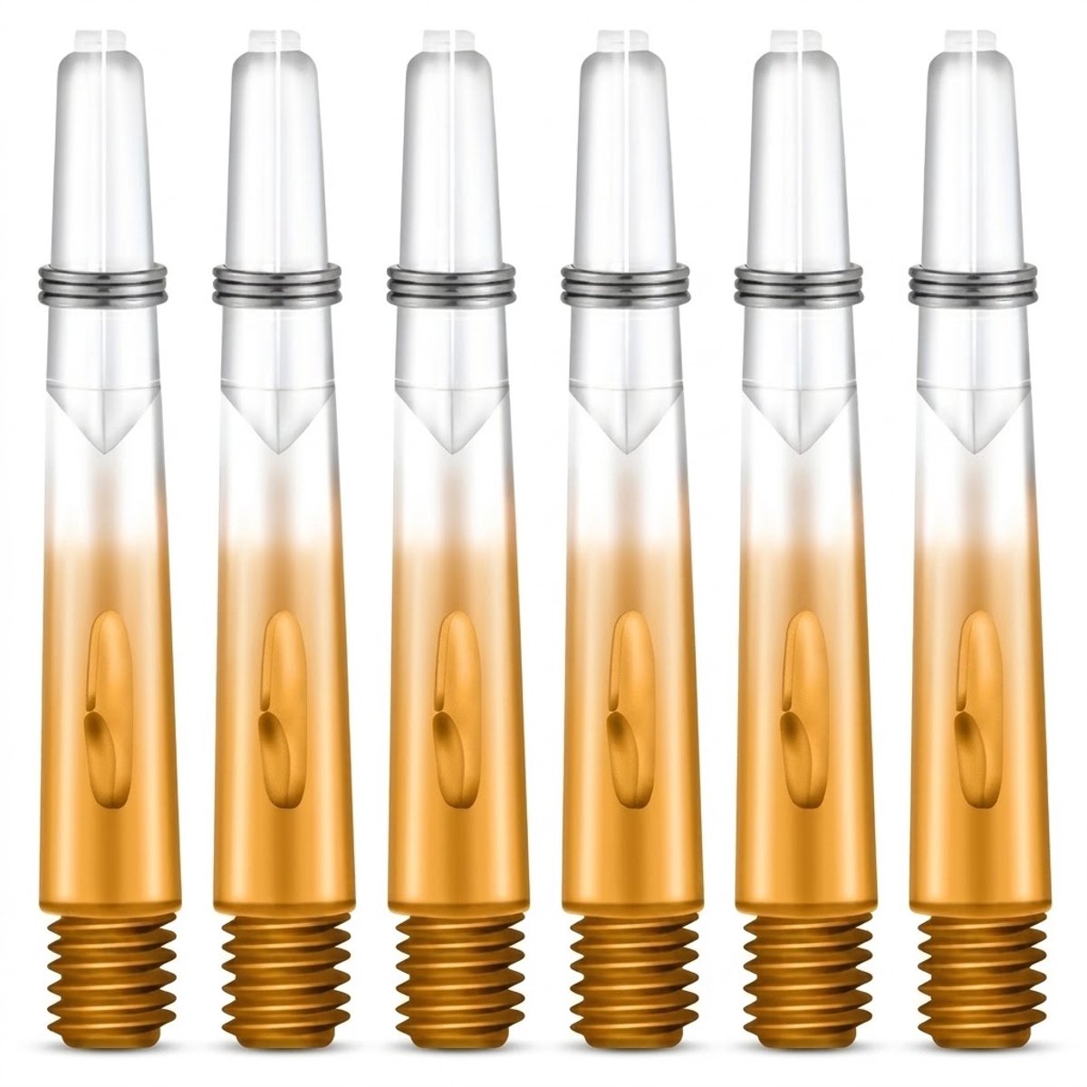 Oranje wit transparant kunststof dart shafts 40mm dart shafts set voor heren en dames 2BA schroefdraad standaard model lichtgewicht darts accessoires set van 6 stuks