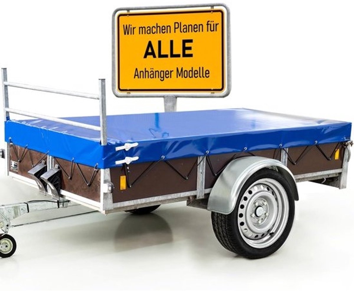 Aanhangwagenplane - Dekzeil Trailer - Transport Beschermen - Geproduceerd in Duitsland - 257 x 133 x 20 cm - Blauw