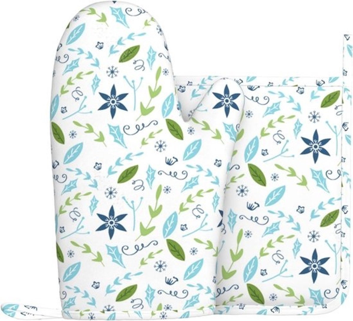 Bloemenwanten en Pannenlappen Set - Keukenhandschoenen Hittebestendig - Beschermen tegen Hitte - Antislip Siliconen Palm - 1 Handschoen Rechts - Bloemenprint