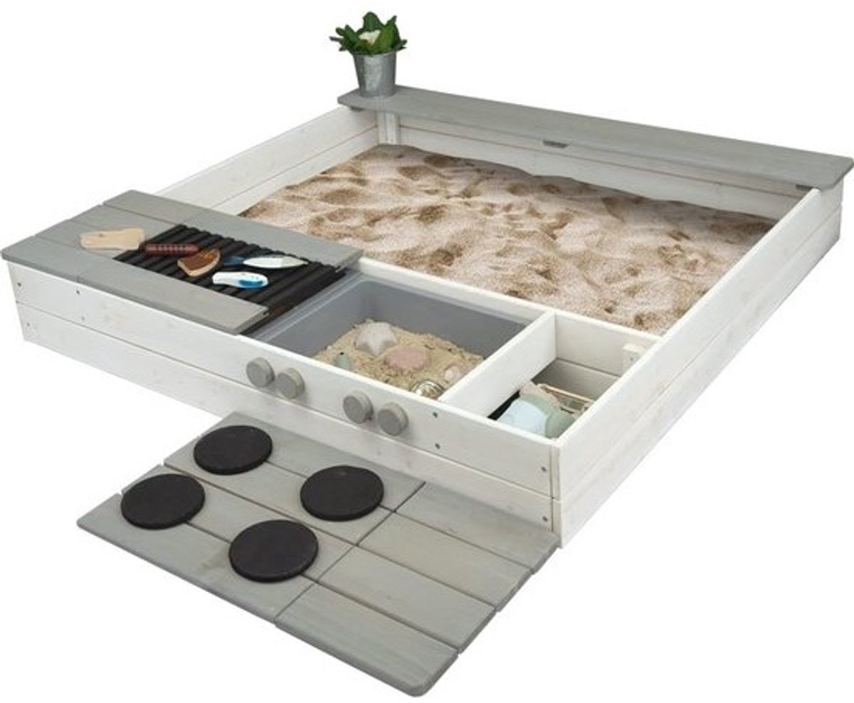 Houten Zandbak met Keuken, Stove en Grill voor Kinderen