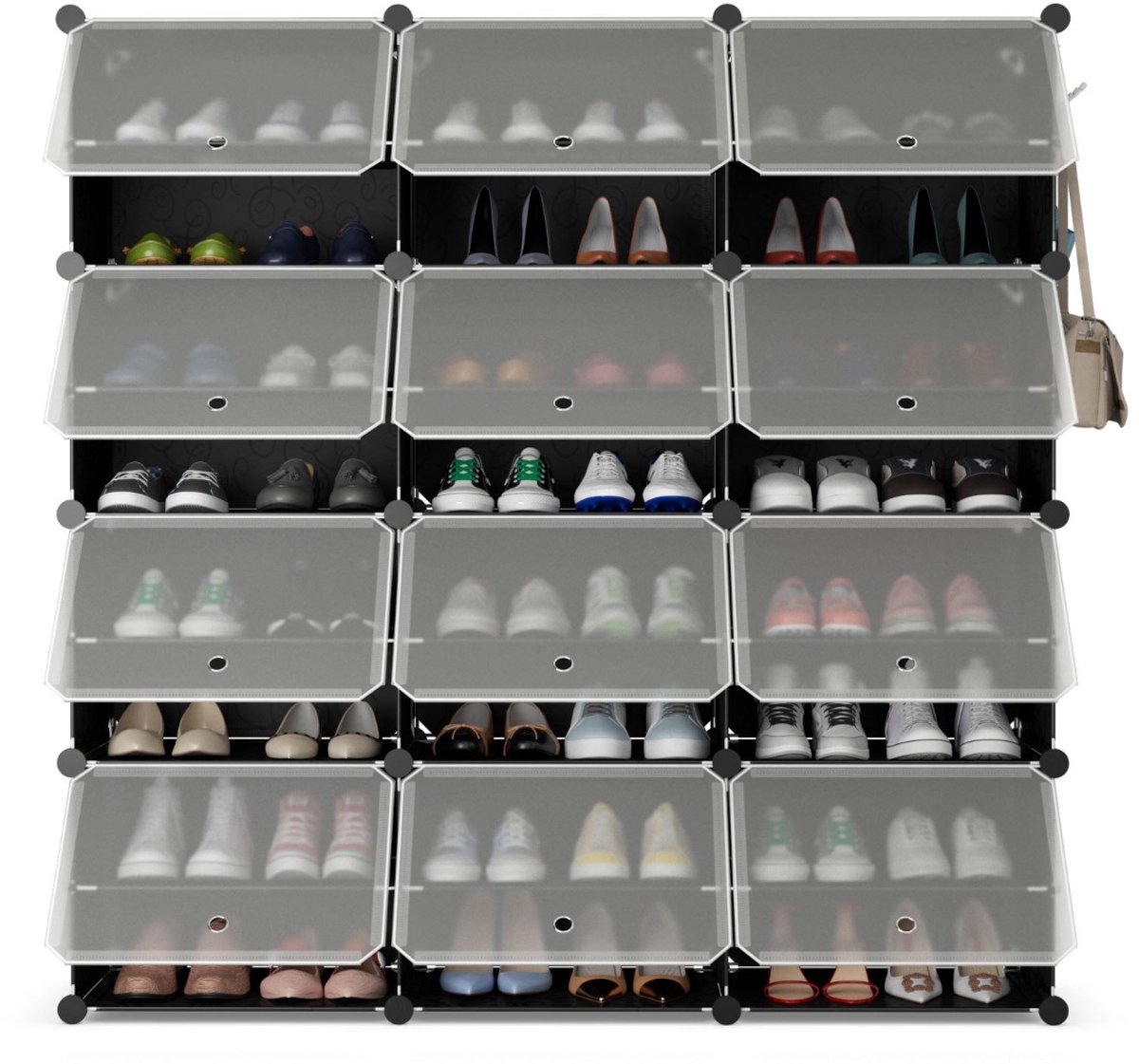 SureDeal® - Schoenenkast - Vaks Schoenenrek Kunststof - Paar Schoenen - Ophanghaak Zijkant Verstelbaar - Hakken - 124x32x125 cm - Donkerbruin