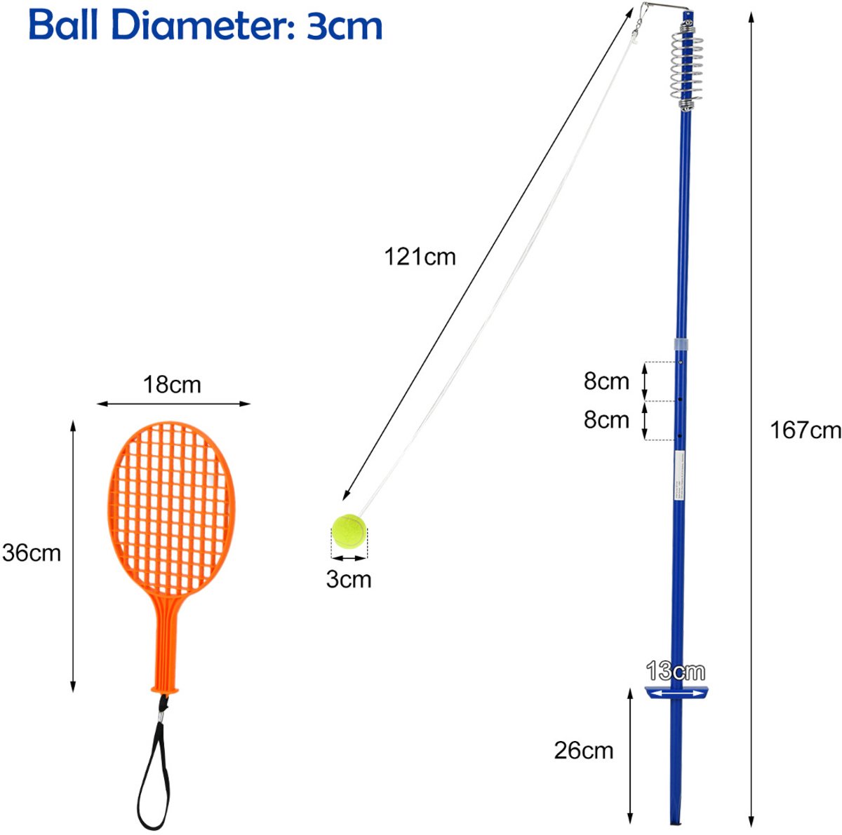 SureDeal® - Tuinspell - Draagbare Tetherball Niveaus - Bal Twistball - 18x36 cm - Zoals afbeelding tonen
