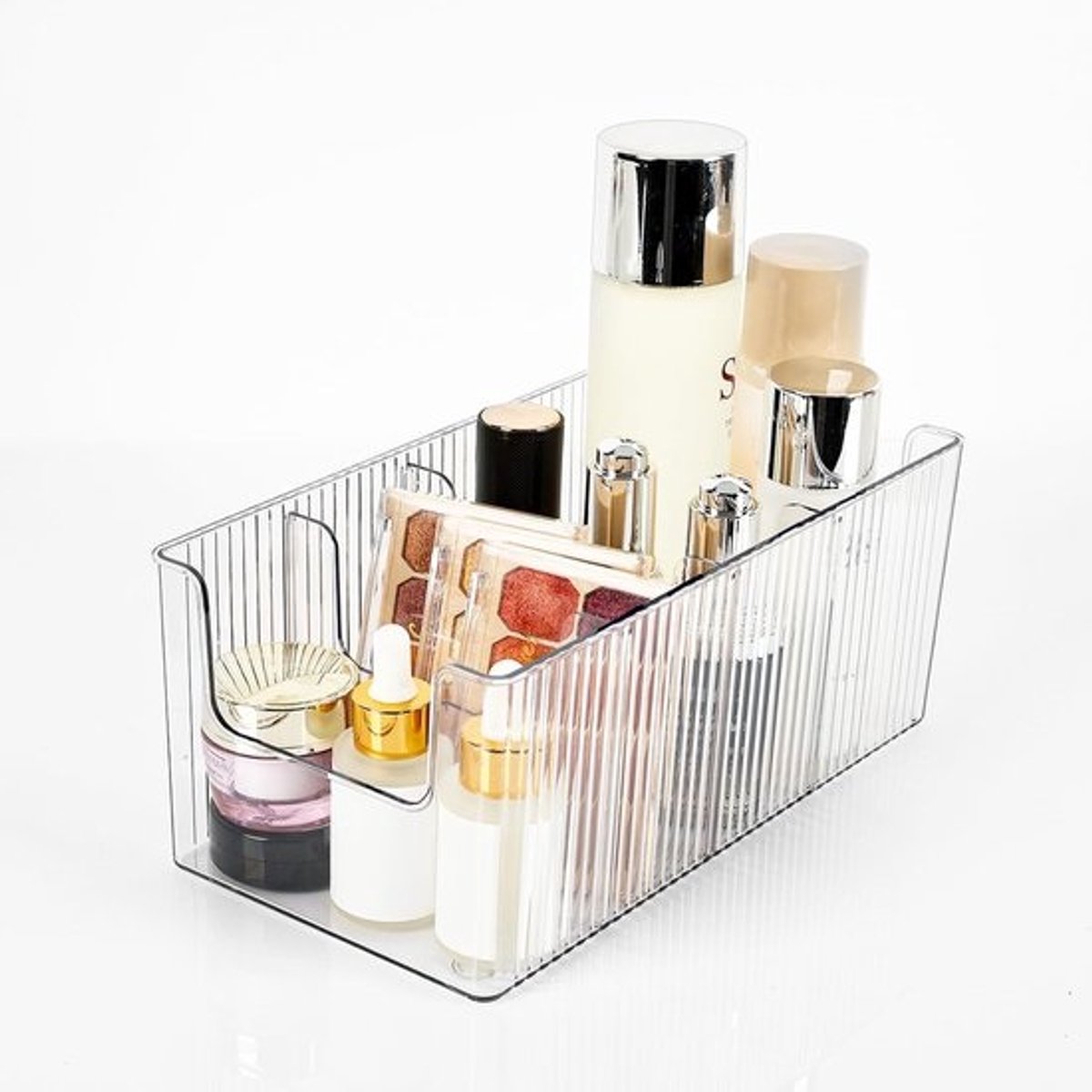 U-vormige Make-up Organisator met 4 Compartimenten - Stapelbare Cosmetische Opbergdoos voor Badkamer en Bureau