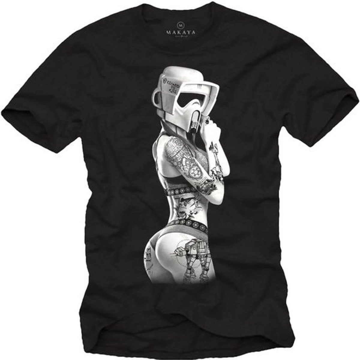Tatoeage Trooper T-Shirt voor Heren - Zwart Katoen | Diverse Maten Beschikbaar