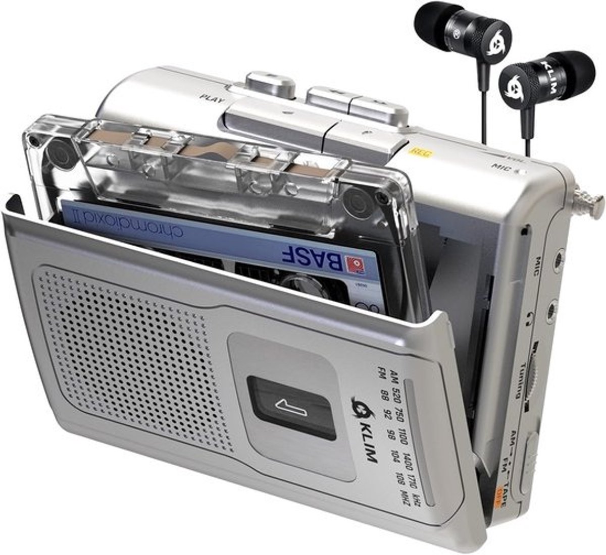 Cassettespeler Recorder - Draagbare Audio - Muziek Luisteren - Ingebouwde Microfoon - 12 cm Breed - Zilver