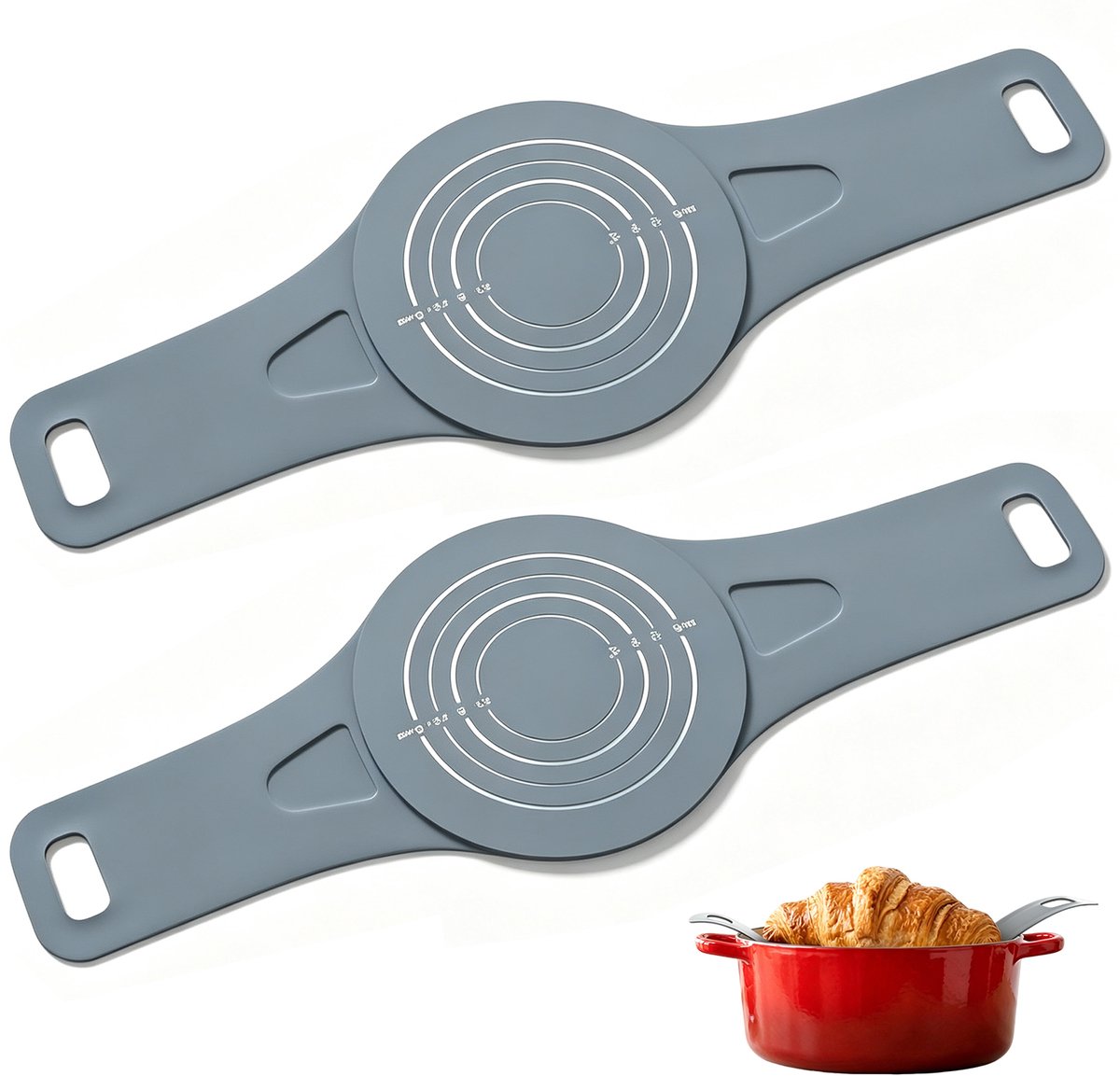 Siliconen Bakmat - Deegmat Met Handvat - Antiaanbak Bakmat - Hittebestendig - Herbruikbaar - Voor Brood en Gebak - 2 Stuks