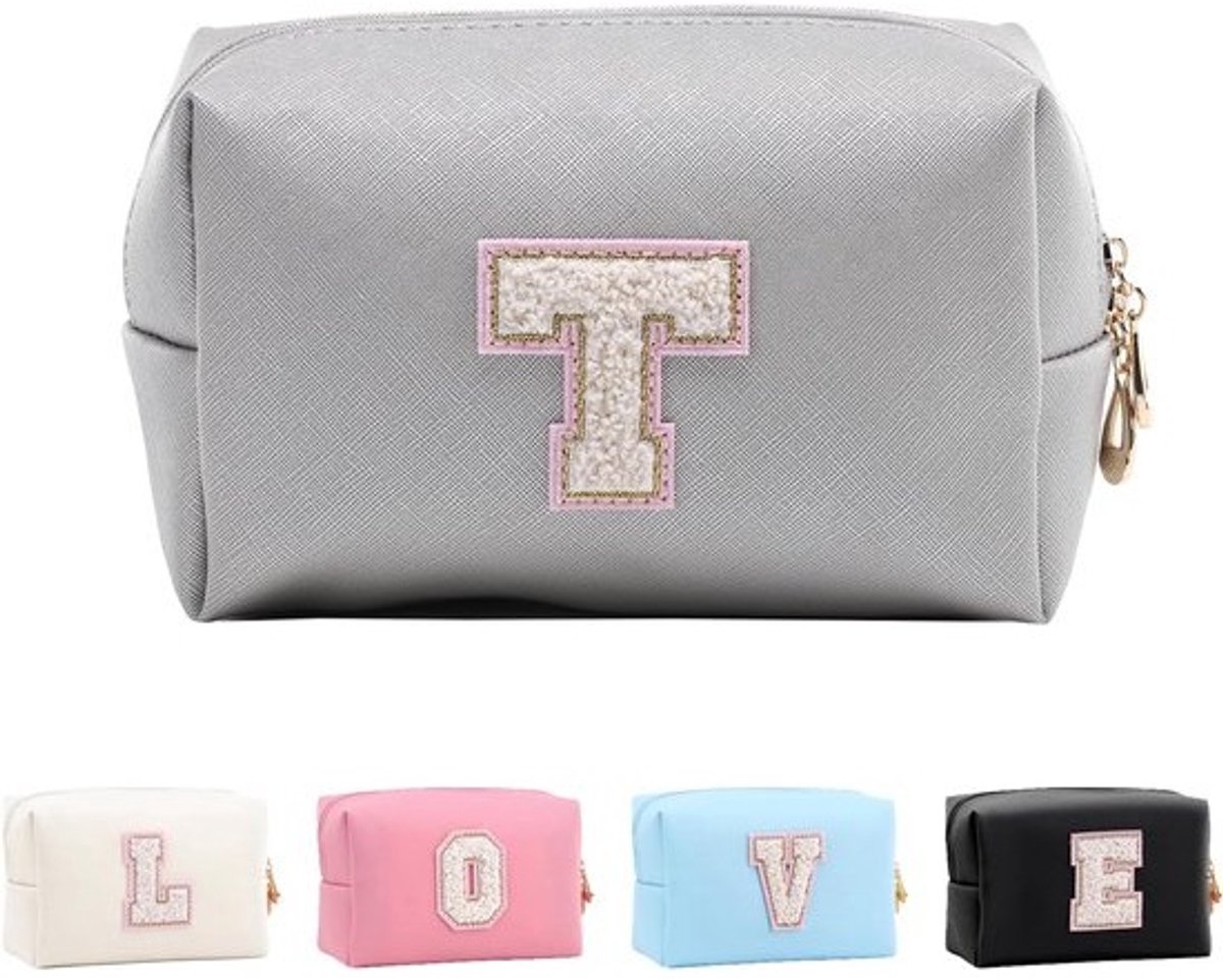 Waterdichte Make-up Tas met Gepersonaliseerde Initiaal - PU Leer - Ideaal Cadeau voor Haar
