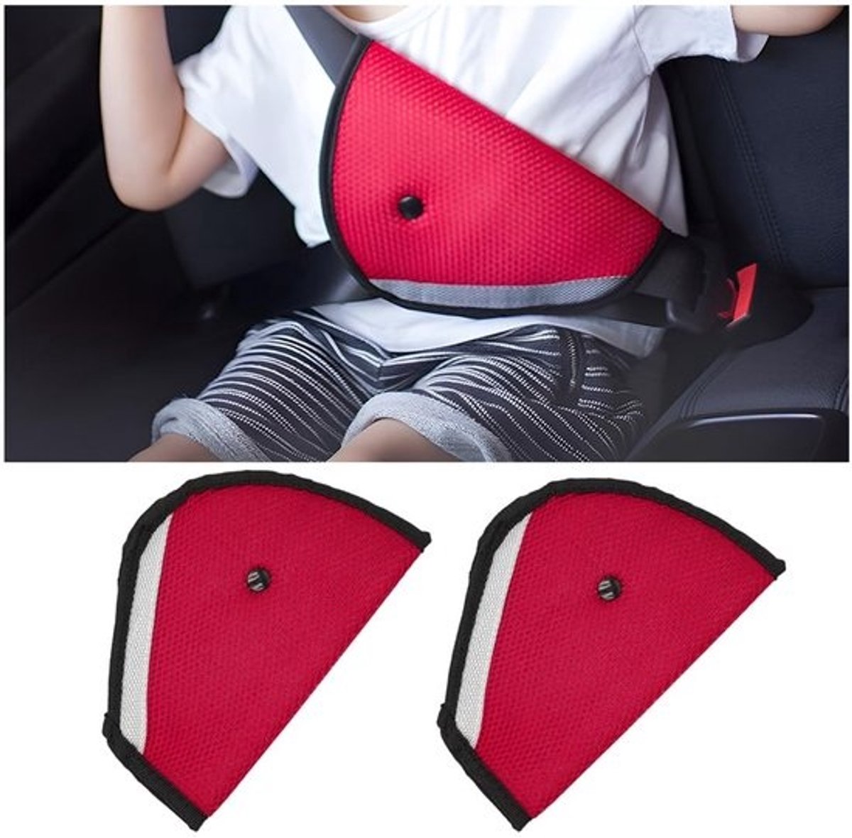Autogordelkussens Kinderen - Veiligheidsgordel Pads - Comfortabel Reizen - Driehoekige Fixer - 2 Stuks - Grijs