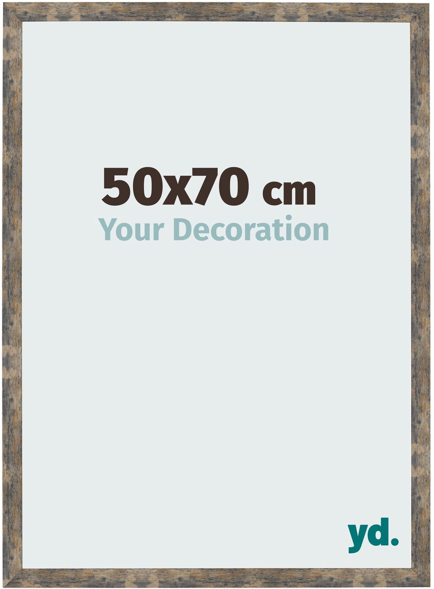 Your Decoration - Fotolijst 50x70 cm - MDF - Blauw Goud Gemeleerd - Bologna