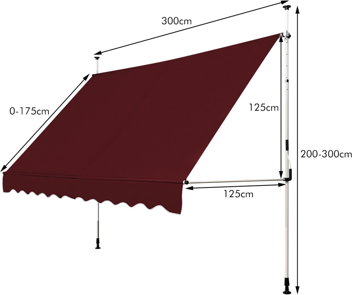 SureDeal® - Luifel - Klemmmarkies Breed Balkonmarkies - 300x120 cm - Naturel