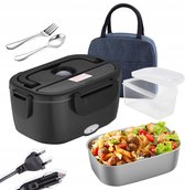 Elektrische Lunchbox 1,5L - Verwarmde Lunchbox 60W - 12V/24V/220V - 304 RVS Binnenbak - Met Draagtas - Voor Auto, Vrachtwagen en Kantoor