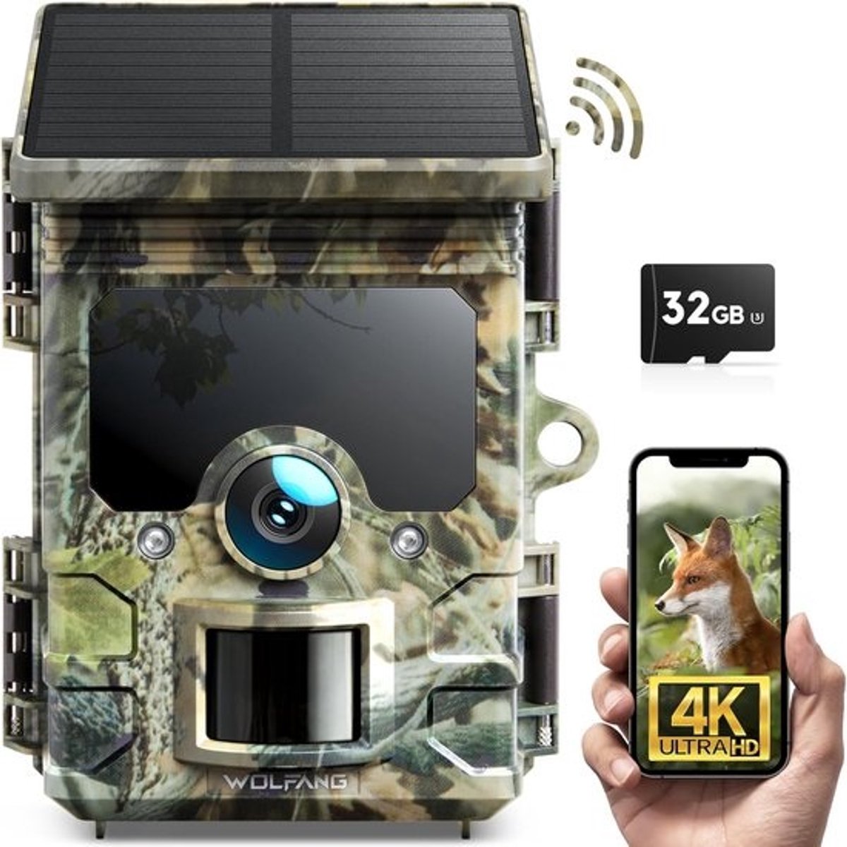 Wildcamera met Nachtzicht - 4K Ultra HD - Oplaadbaar - Waterdicht - Wildspot