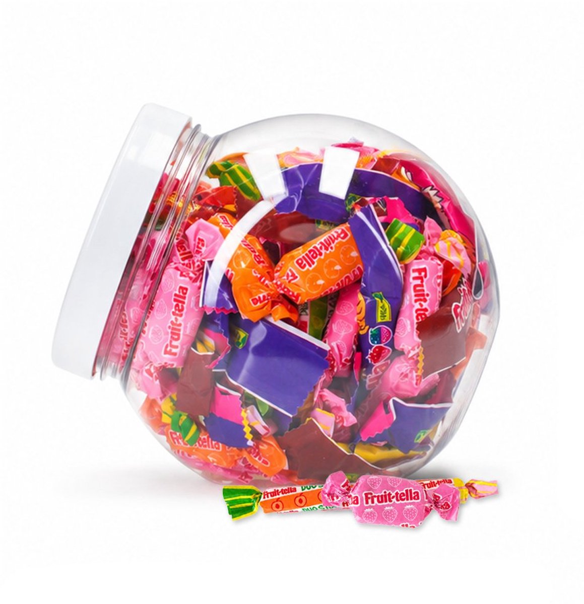 Fruit-tella Chewy Mix 600g - snoepbokaal met individueel verpakt uitdeelsnoep - fruitige snoepmix