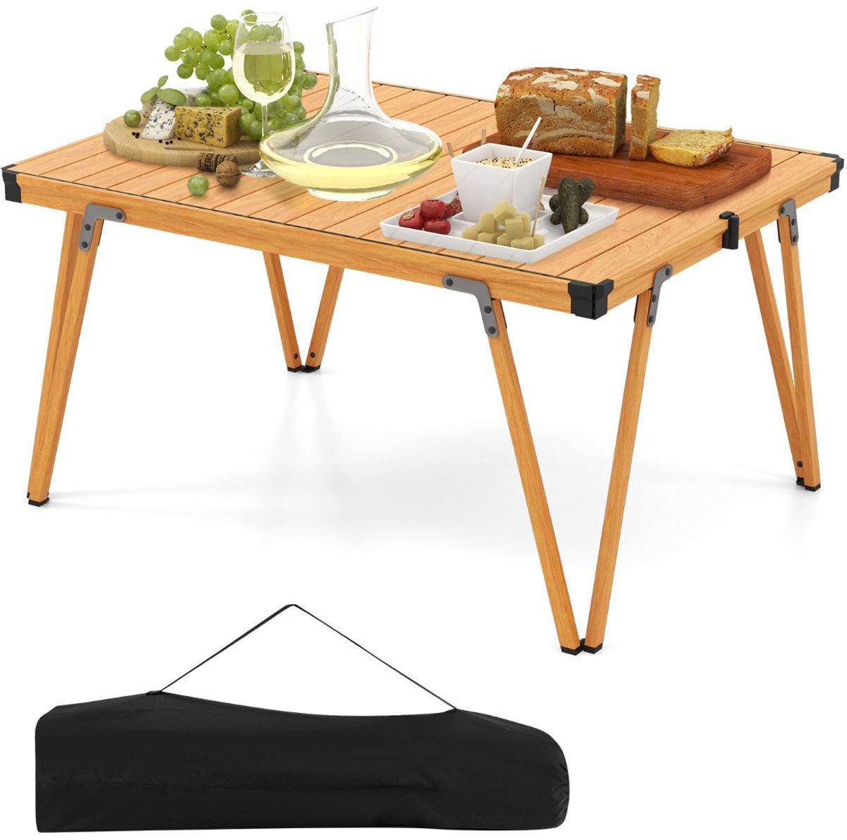 SureDeal® - Tuintafel - Campingtafel Picknicktafel - Waterdicht Tafelblad Draagbare - Draagtas - Picknicks Vissen - 93x69x47,5 cm - Koffiebruin