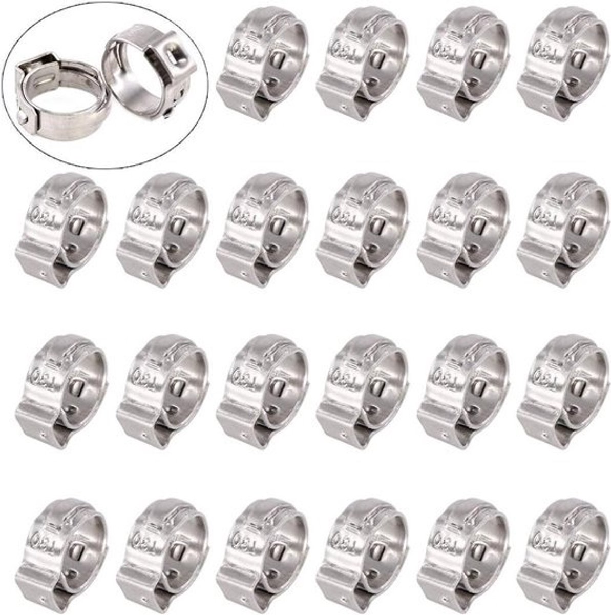 Slangklemmen Set - Klemringen Slang - Bevestigen Leidingen - 304 Roestvrij Staal - 35 Stuks - Zilver