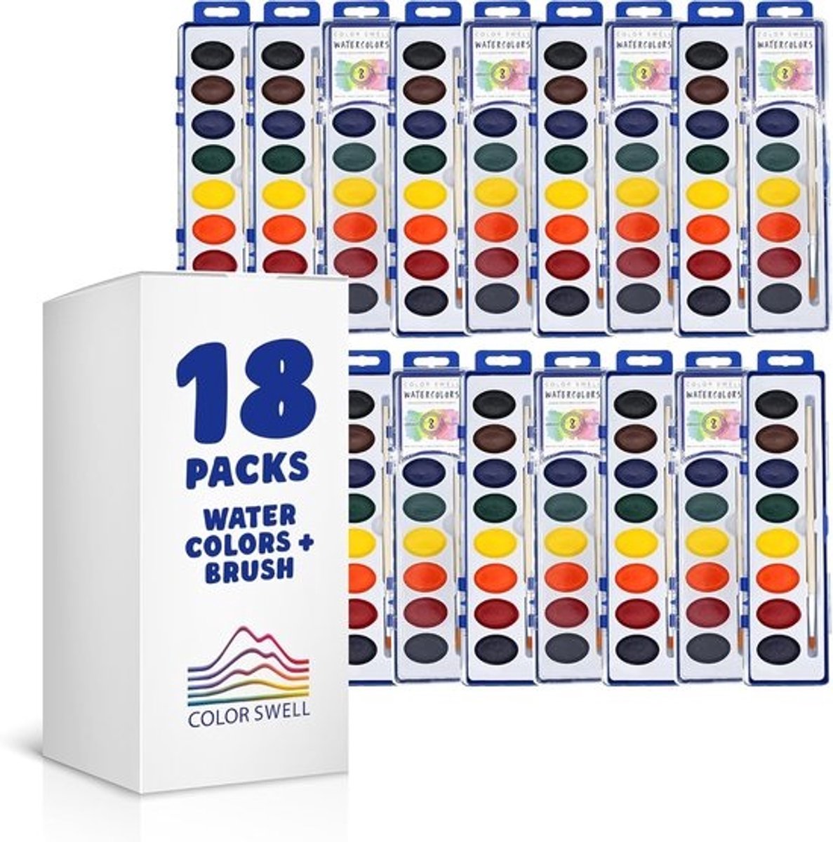Aquarell verfpakket met 18 sets en 8 kleuren wasbare waterverf
