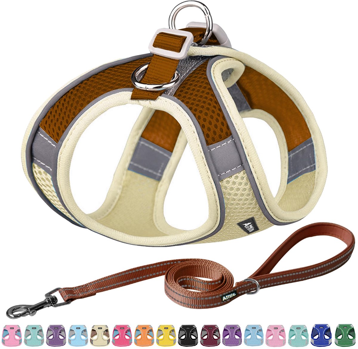Harnas zonder verstikking Medium - Ademend - Reflecterende leash set - Ideaal voor training en avonturen - ShopVlot