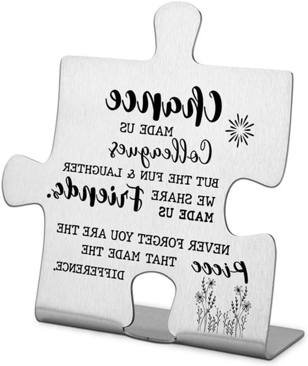 Collega Cadeau - Vriendschapsgeschenk - Afscheid Vieren - Inspirerende Tekst - 10 x 10 cm - Zilverkleurig