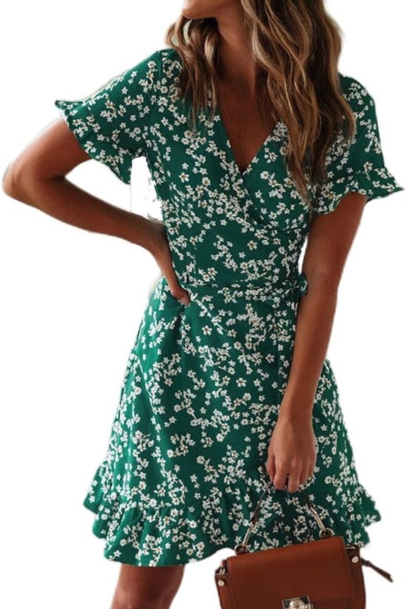Zomerjurk voor Dames met Bloemenprint en V-Hals