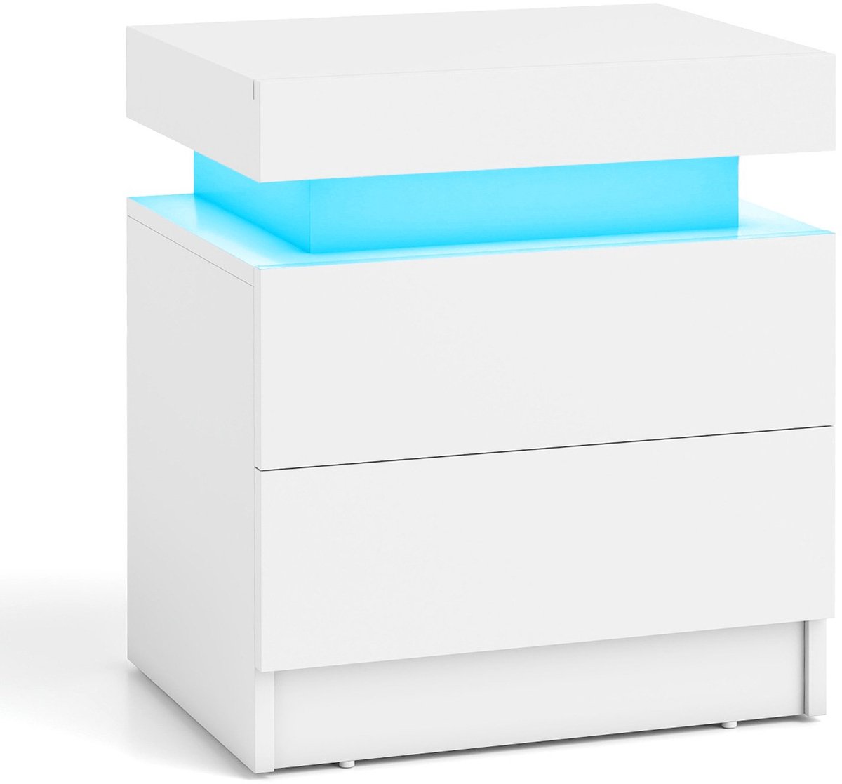 SureDeal® - Nachtkastje - LED verlichting Nachtcommode - Lades Moderne Bijzettafel - 45x35x52 cm - Wit