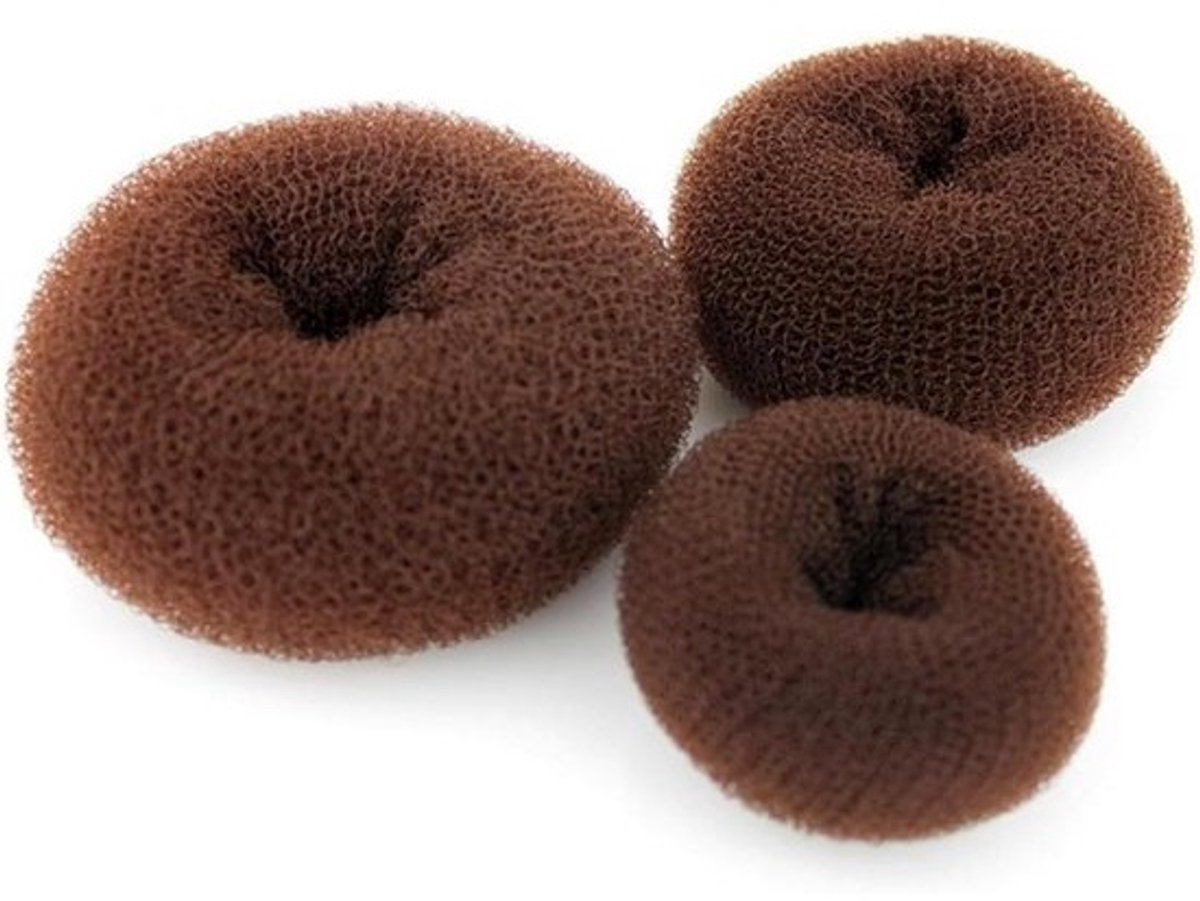 Haar Donut Kussen - Knot Maker - Kapsel Creëren - Set van 3 - Large Maat - Bruin