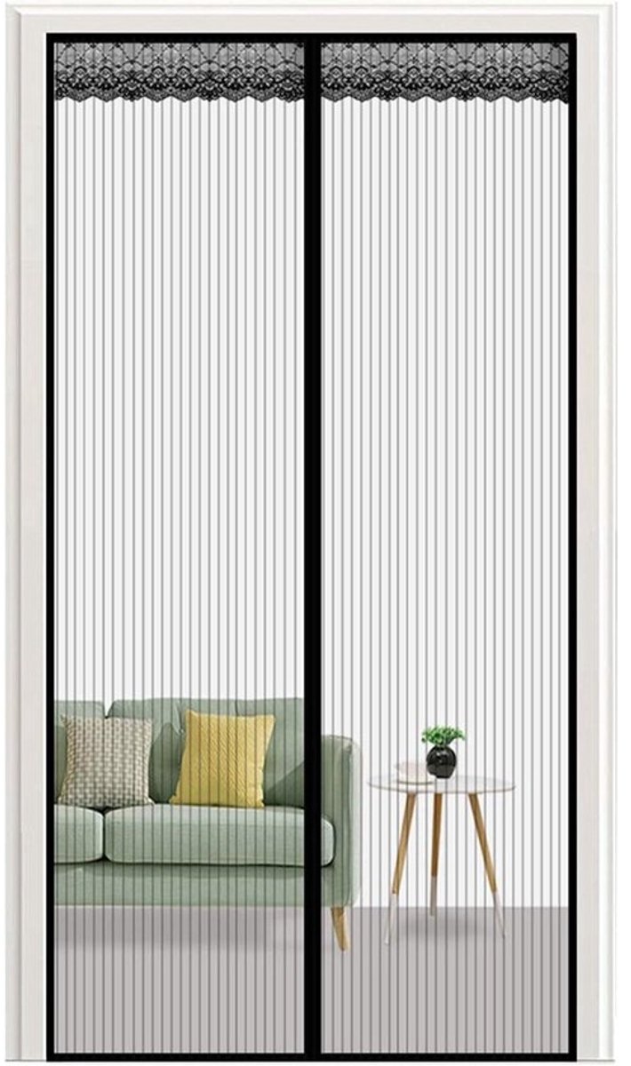 Vliegengaas met magneet - Horndeur Insectenhor - Insecten buiten houden - Automatische sluiting - 100 x 220 cm - Zwart