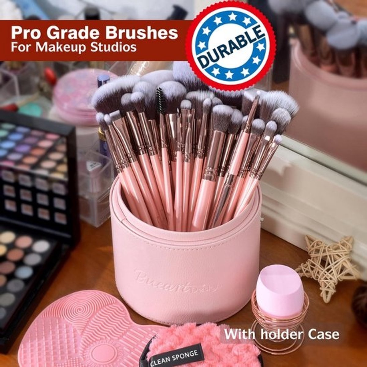 30-delige professionele make-upborstelset met ruime houder