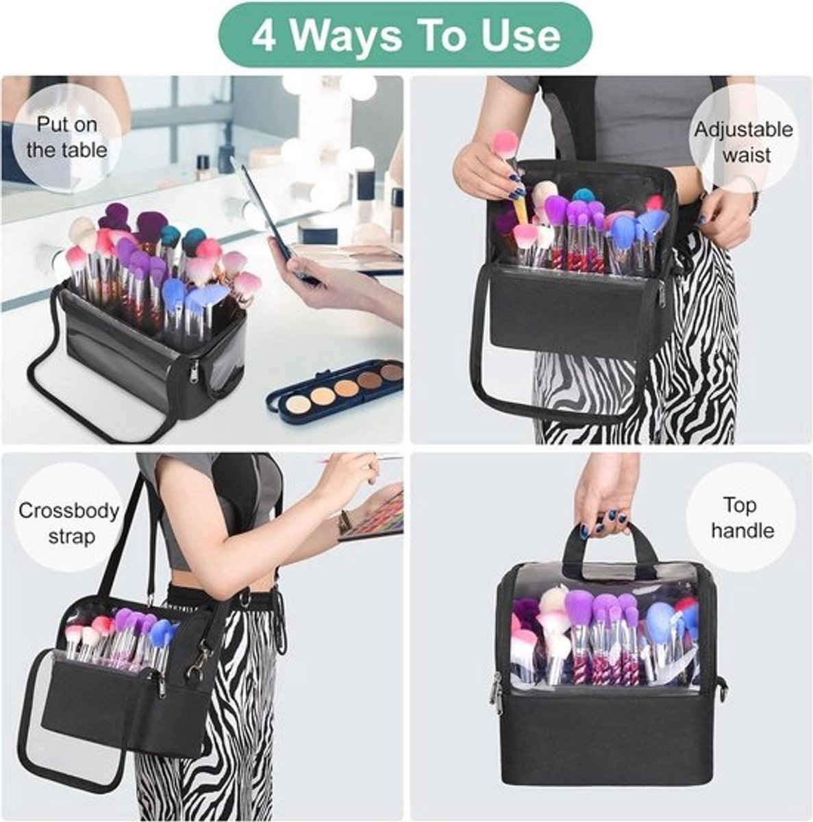 Make-up organizer tas voor professionele artiesten – waterdicht en stofdicht met 4 trays