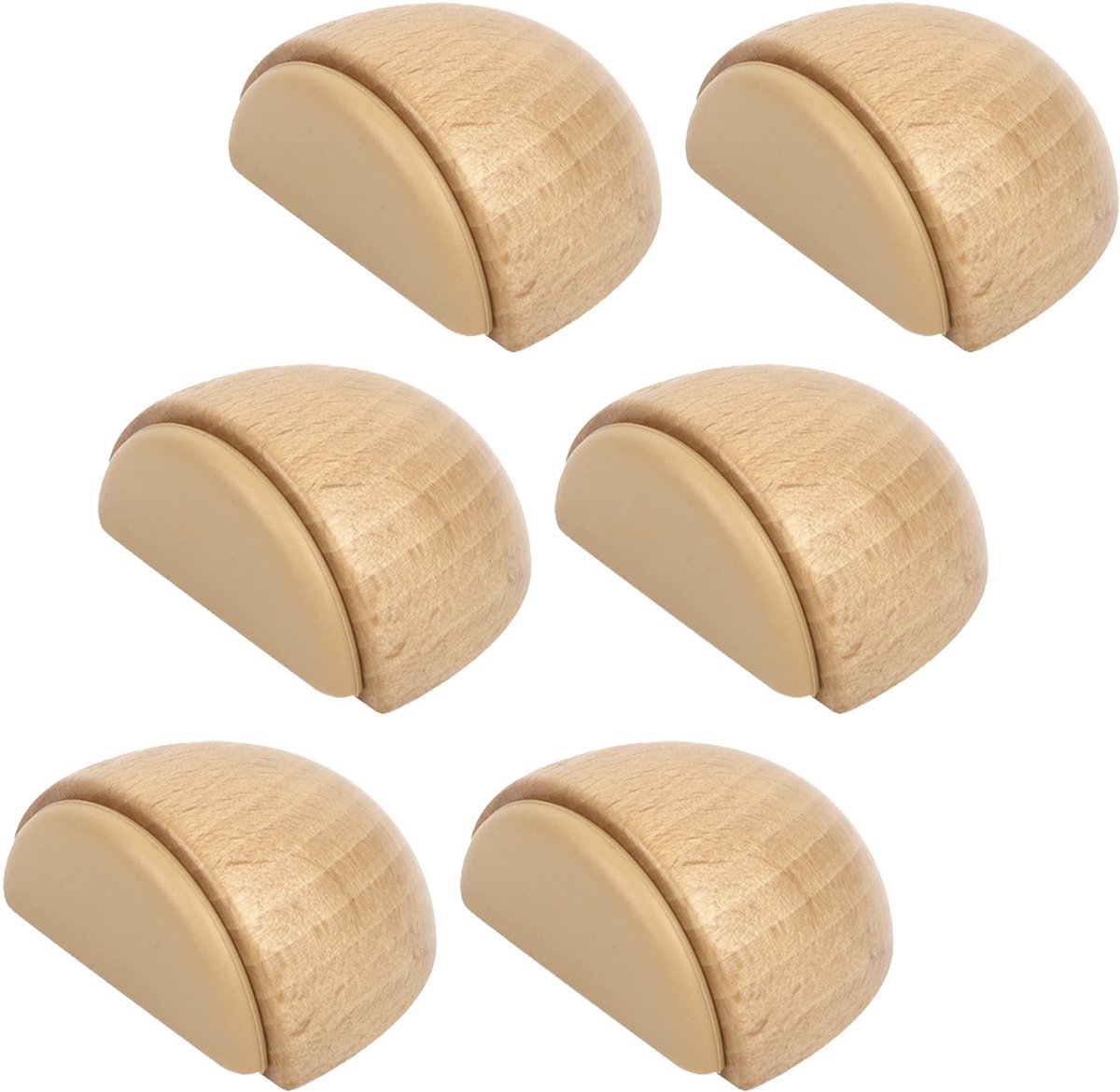 Houten Deurstopper - Zelfklevend - Voor de vloer - Beuken 6 stuks