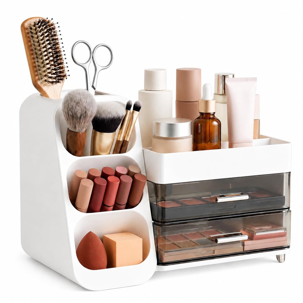 Make-up Organizer - met 2 Lades en Vakken - voor Badkamer en Make-uptafel