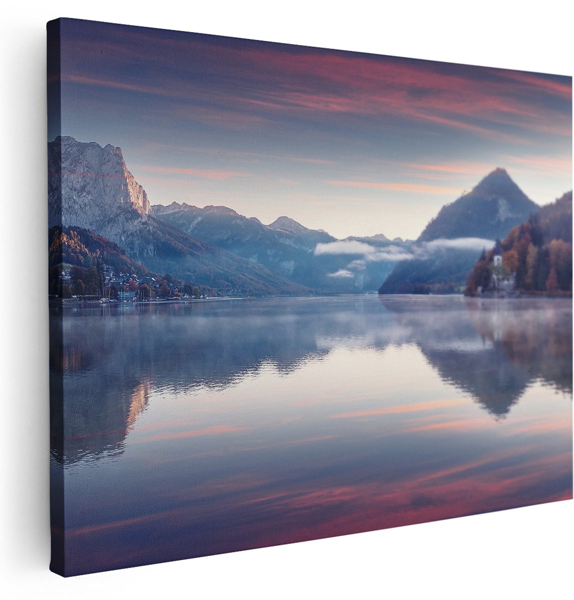 Artaza Canvas Schilderij Meer In De Bergen - 160x120 cm - Groot - Wanddecoratie Woonkamer - Schilderijen - Muurdecoratie