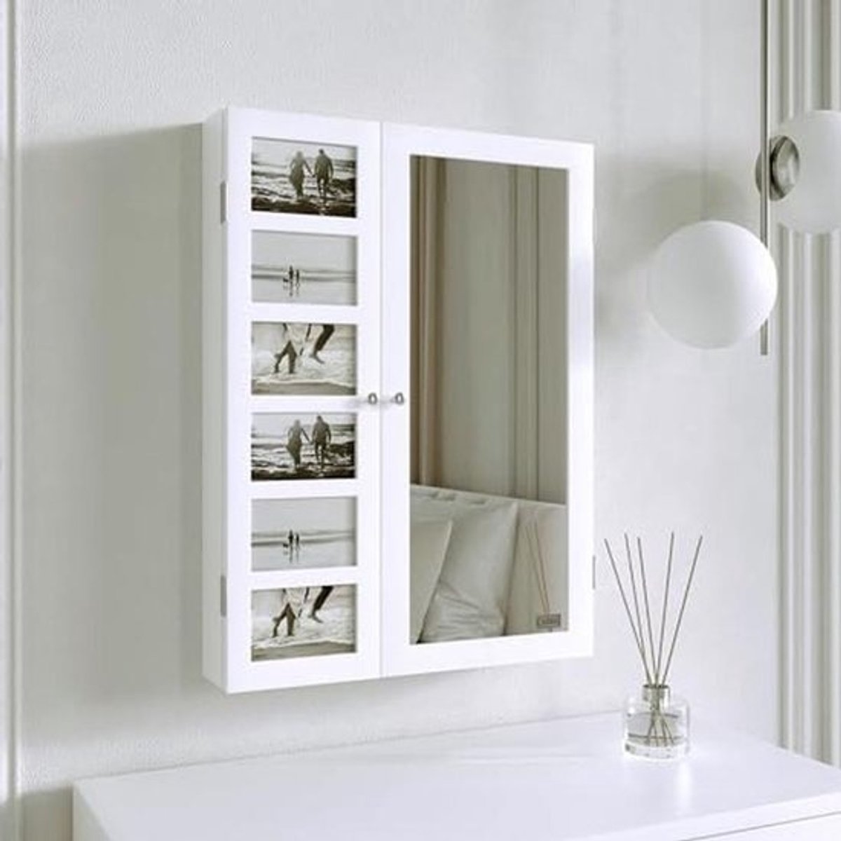 Sieradenkast met LED Verlichting en Spiegel - Wandgemonteerde Organizer voor Make-up en Sieraden