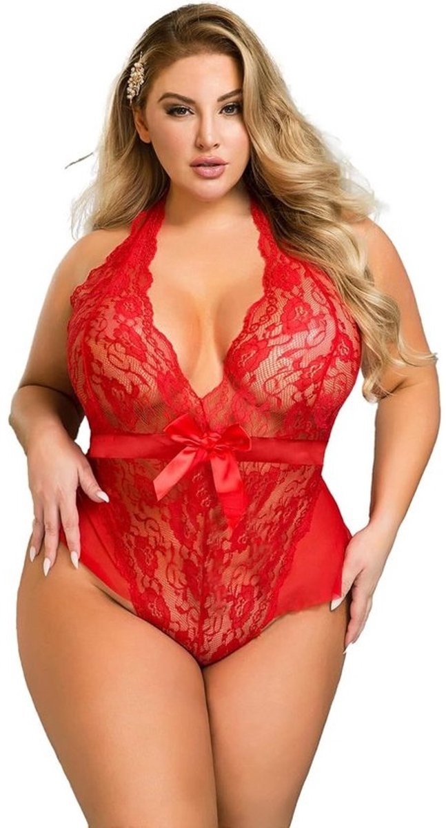 Sexy kanten bodysuit plus size zonder rug voor dames