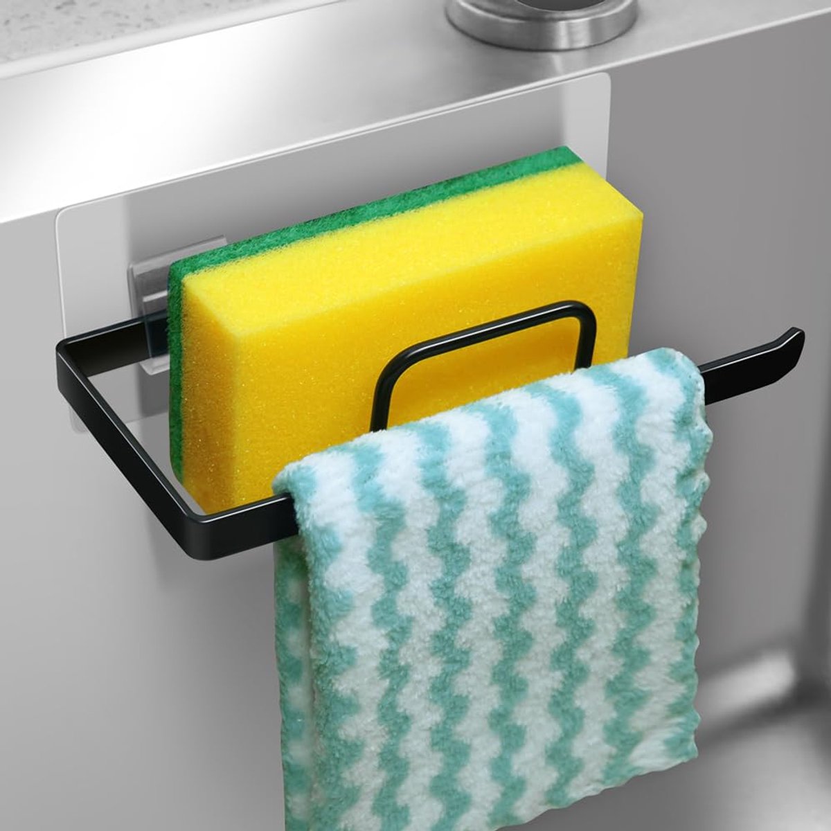 Sponshouder en Vaatdoekhouder - Zelfklevend - Voor de keuken spoelbak